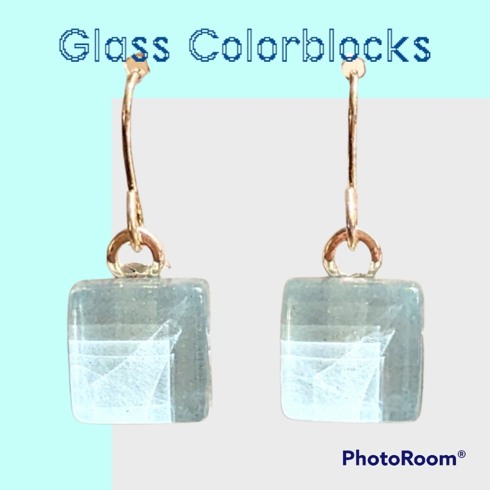 New Petite Glass White Earrings Sterling Silver Dangling Hooks - Picture 1 of 3